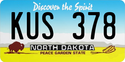 ND license plate KUS378