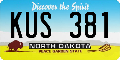 ND license plate KUS381