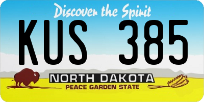 ND license plate KUS385