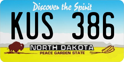 ND license plate KUS386
