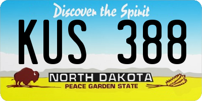 ND license plate KUS388