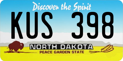 ND license plate KUS398