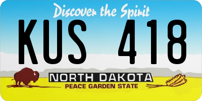 ND license plate KUS418