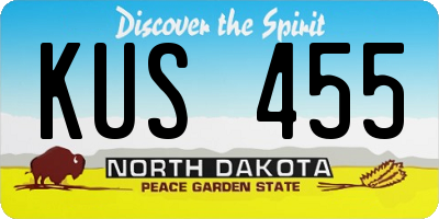 ND license plate KUS455