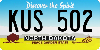 ND license plate KUS502