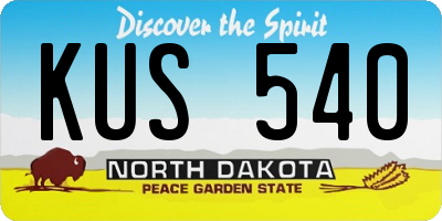 ND license plate KUS540