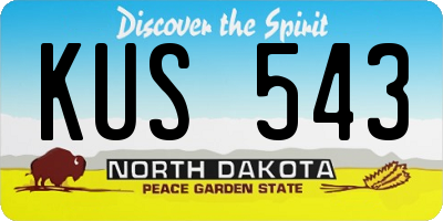 ND license plate KUS543