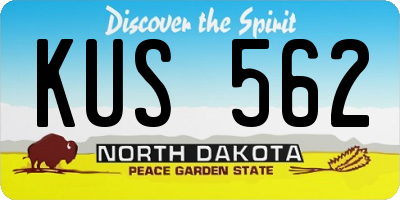 ND license plate KUS562