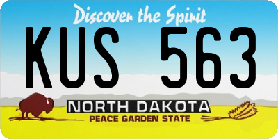 ND license plate KUS563