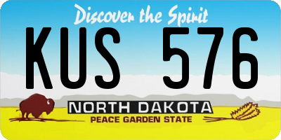 ND license plate KUS576