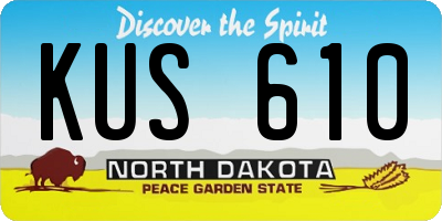 ND license plate KUS610