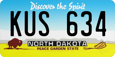 ND license plate KUS634