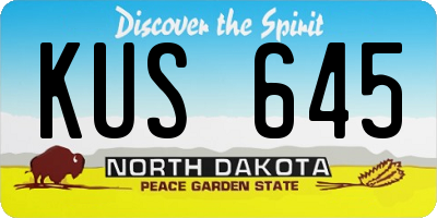ND license plate KUS645