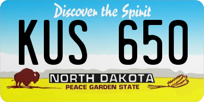 ND license plate KUS650