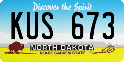 ND license plate KUS673