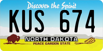 ND license plate KUS674