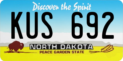 ND license plate KUS692