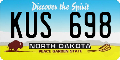 ND license plate KUS698