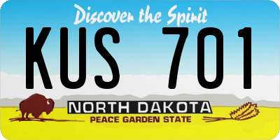 ND license plate KUS701