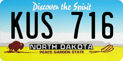 ND license plate KUS716
