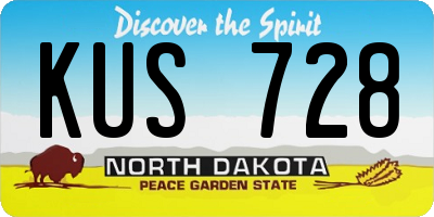 ND license plate KUS728