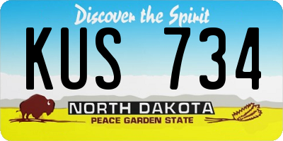 ND license plate KUS734