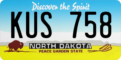 ND license plate KUS758