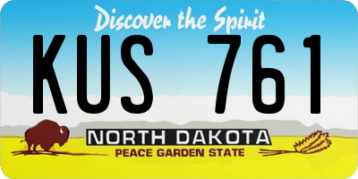 ND license plate KUS761