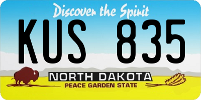 ND license plate KUS835