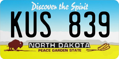 ND license plate KUS839