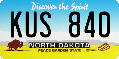 ND license plate KUS840
