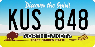 ND license plate KUS848