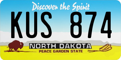 ND license plate KUS874