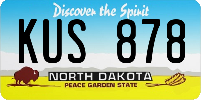 ND license plate KUS878