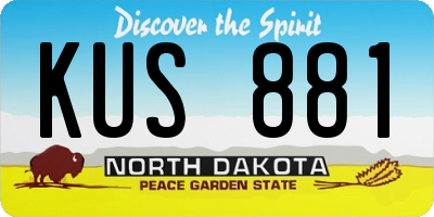 ND license plate KUS881