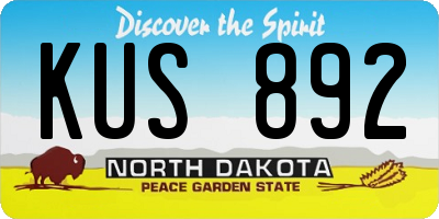ND license plate KUS892