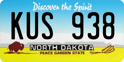 ND license plate KUS938