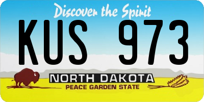 ND license plate KUS973