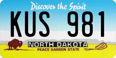 ND license plate KUS981
