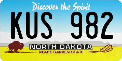 ND license plate KUS982