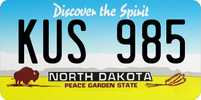 ND license plate KUS985