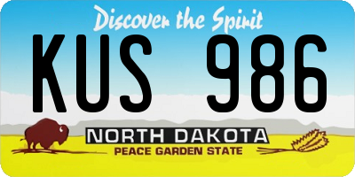 ND license plate KUS986
