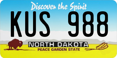ND license plate KUS988