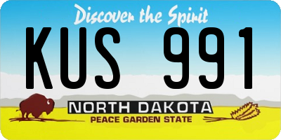 ND license plate KUS991