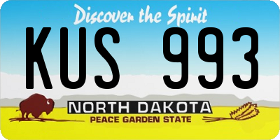ND license plate KUS993
