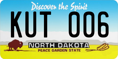 ND license plate KUT006