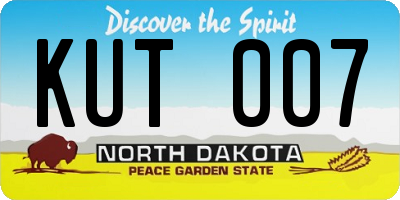 ND license plate KUT007