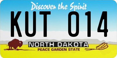 ND license plate KUT014
