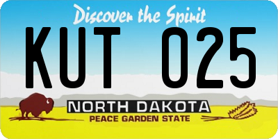 ND license plate KUT025