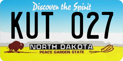ND license plate KUT027